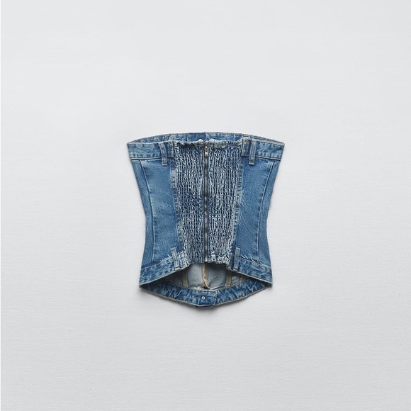 Zara Corset Style Denim Top - Picture 15 of 17